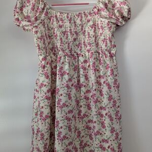 Floral Pink and White Kids Dress
